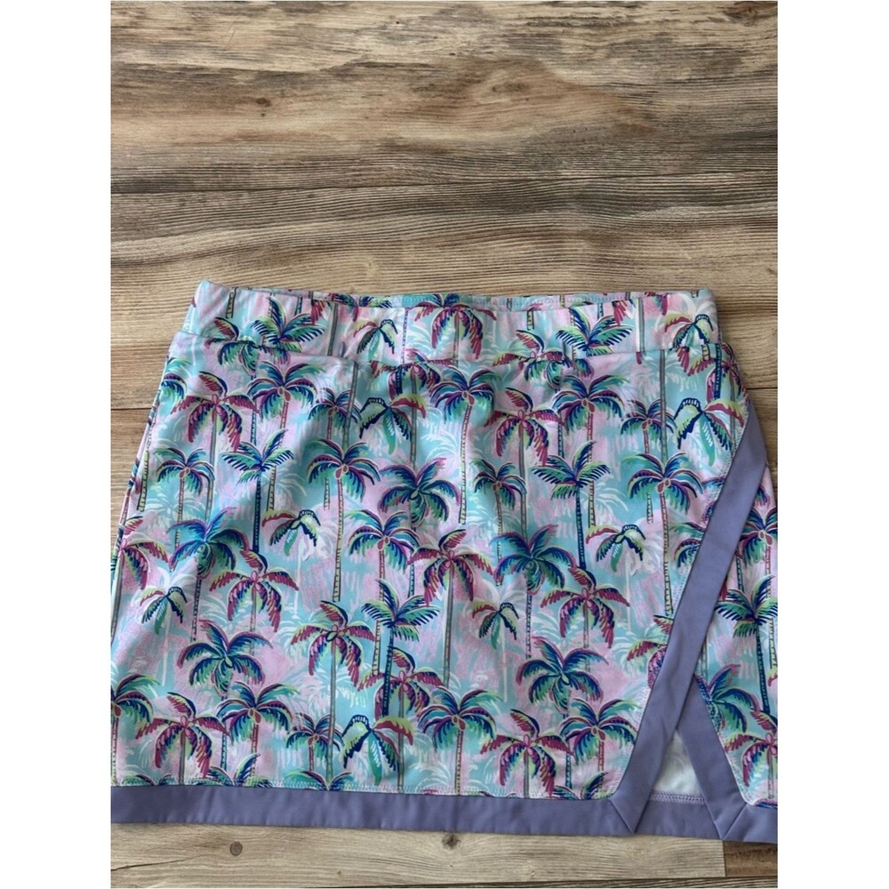 Stella Parker Golf Collection Tropical Palms Skort Purple Green Size Large